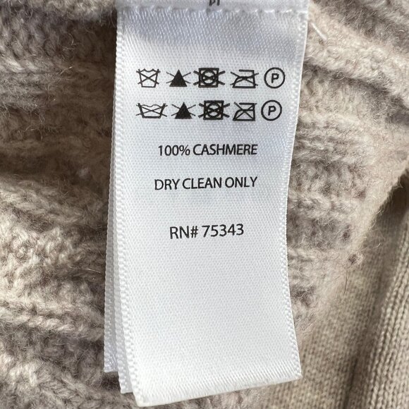 Nanette Lepore Lace Knit 100% 2-Ply Cashmere Turtleneck Sweater Beige Size Small - Picture 9 of 10